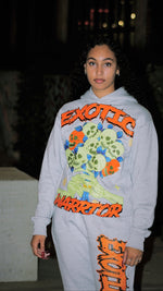Load image into Gallery viewer, Grey Exotic Warrior Hoodie
